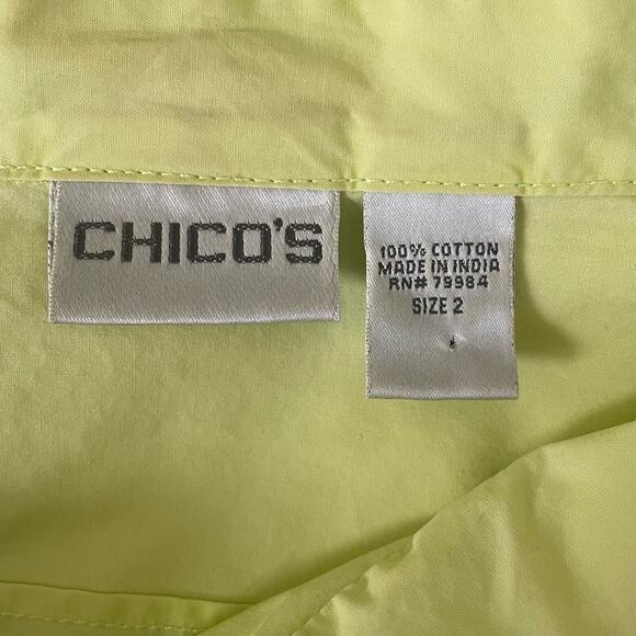 Chicos Women Jacket Top Collar Neck Short Cuff Sleeve Pockets Front Zip L Green - Picture 2 of 9